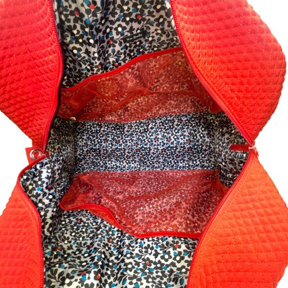 Vera Bradley Women’s Red Quilted With Front Zip Pocket Weekender Travel Bag - Picture 12 of 14